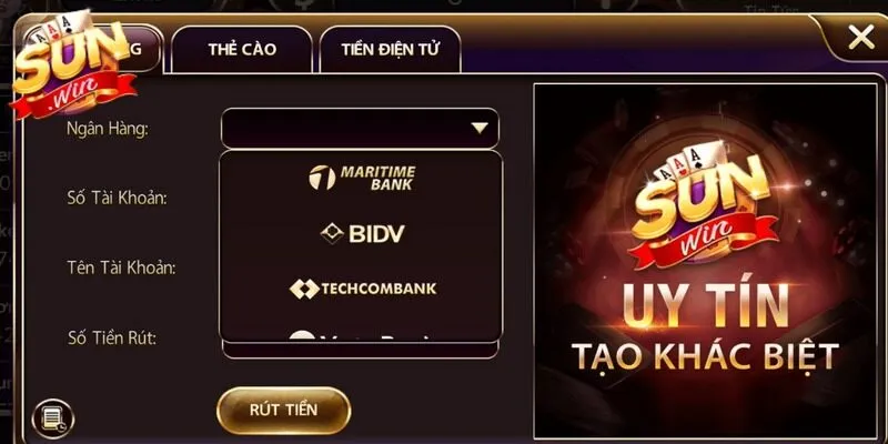 Rút tiền Sunwin qua các chỉ dẫn tối ưu, ngắn gọn với 3 bước